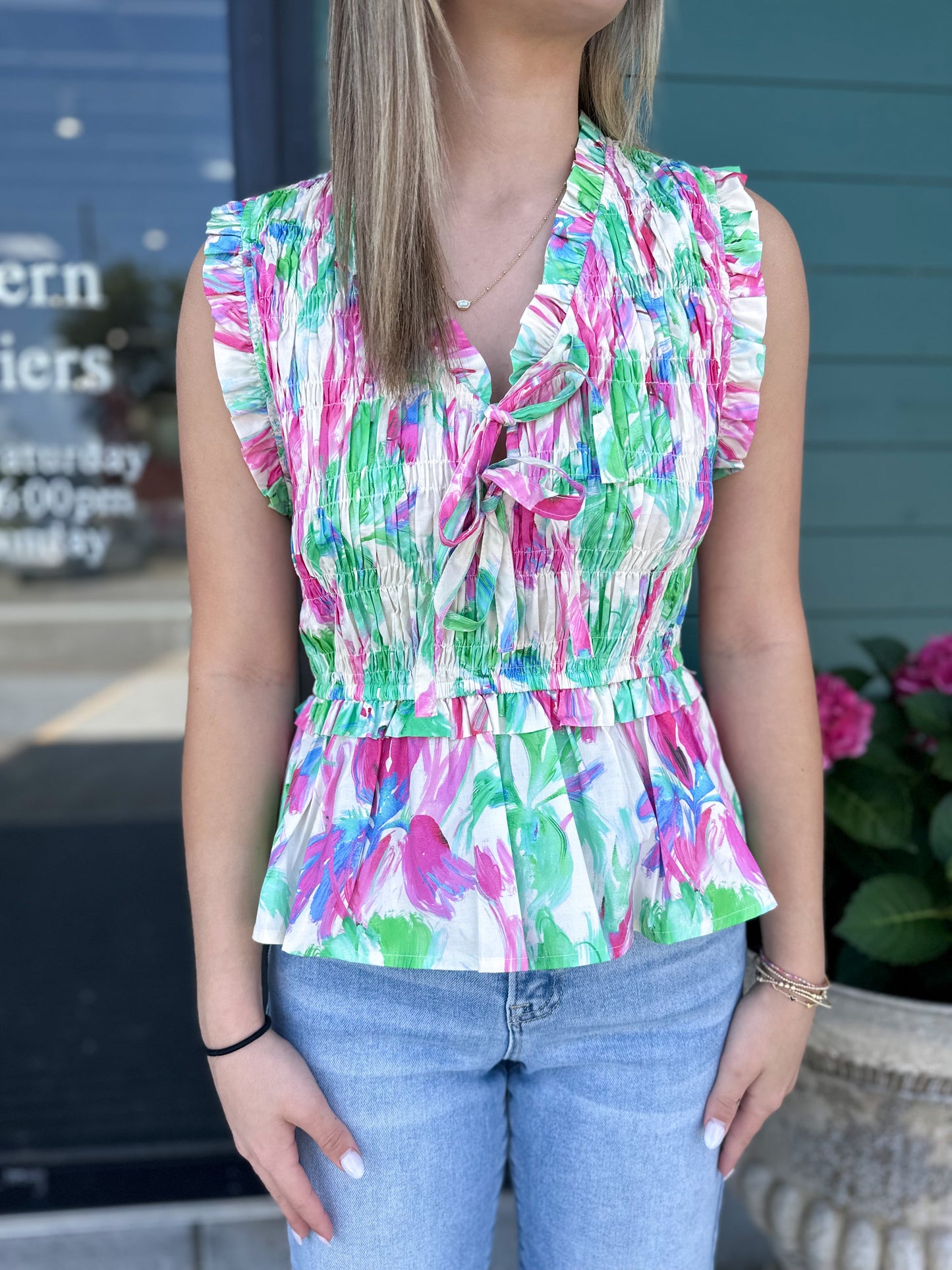 Sawyer Bow Smocked Tank