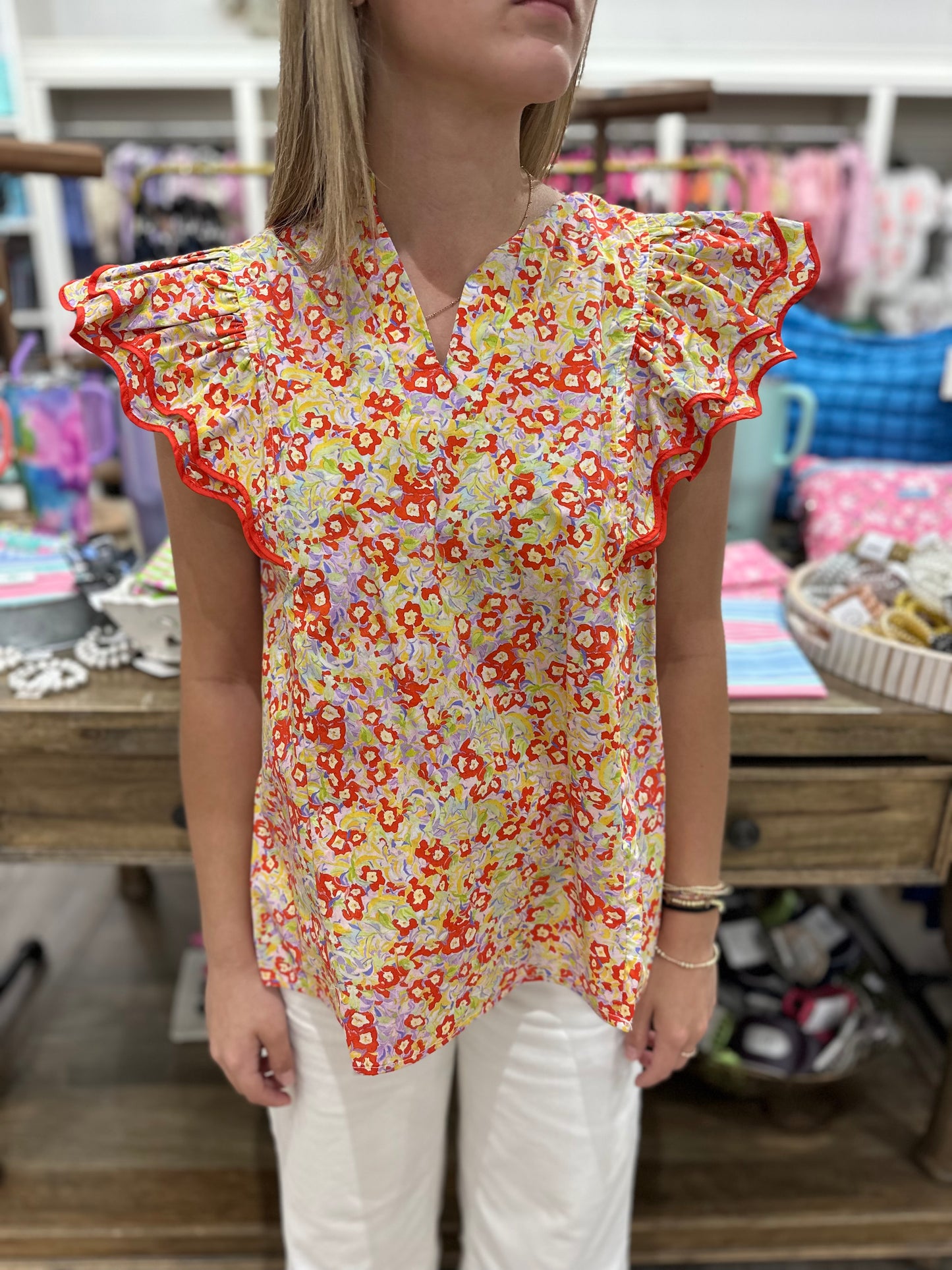 Annie Ruffle Sleeve Top