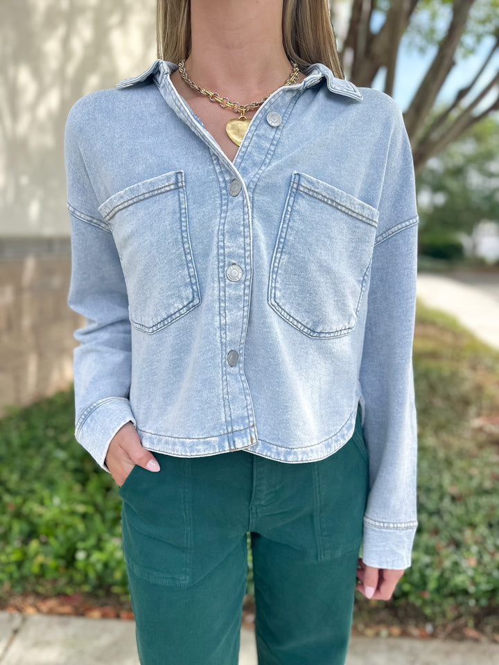 Z-Supply All Day Cropped Knit Denim - Washed Indigo