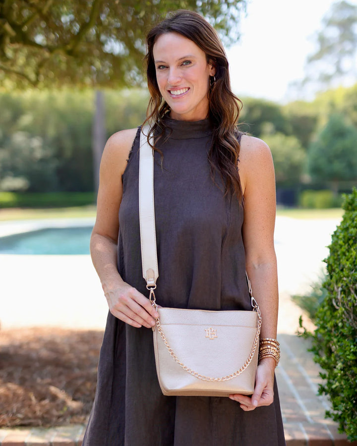 CH Brielle Bucket Bag - Woven Gold