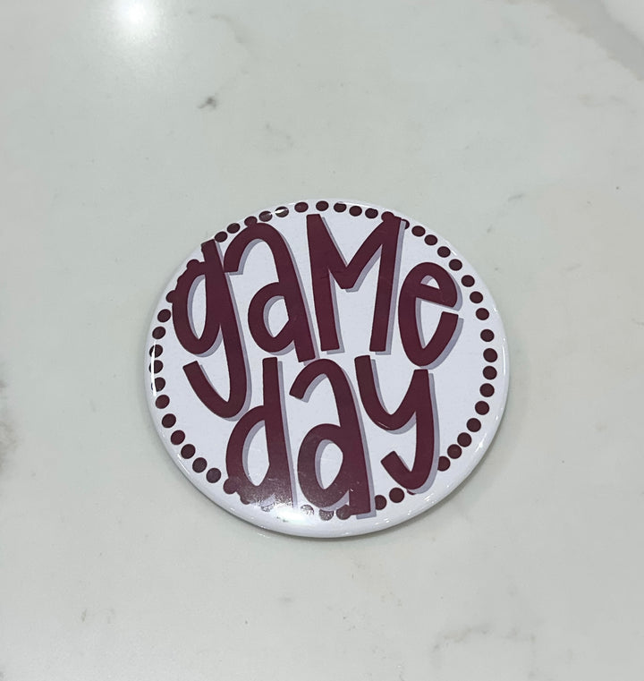 Tailgated Pins - Game Day Maroon - White Background