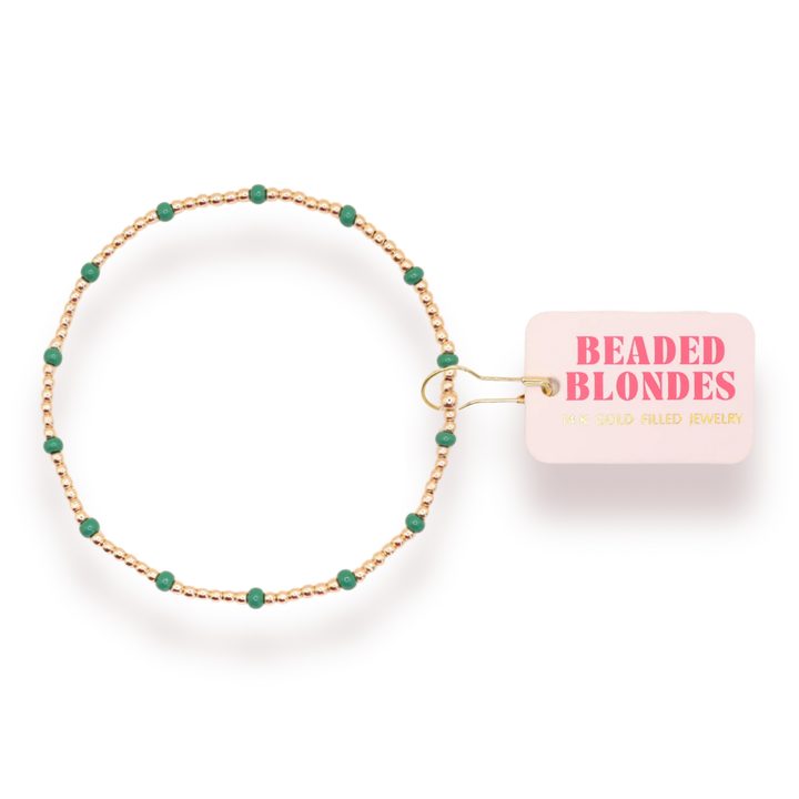 Beaded Blondes Green Dainty Poppi Bracelet