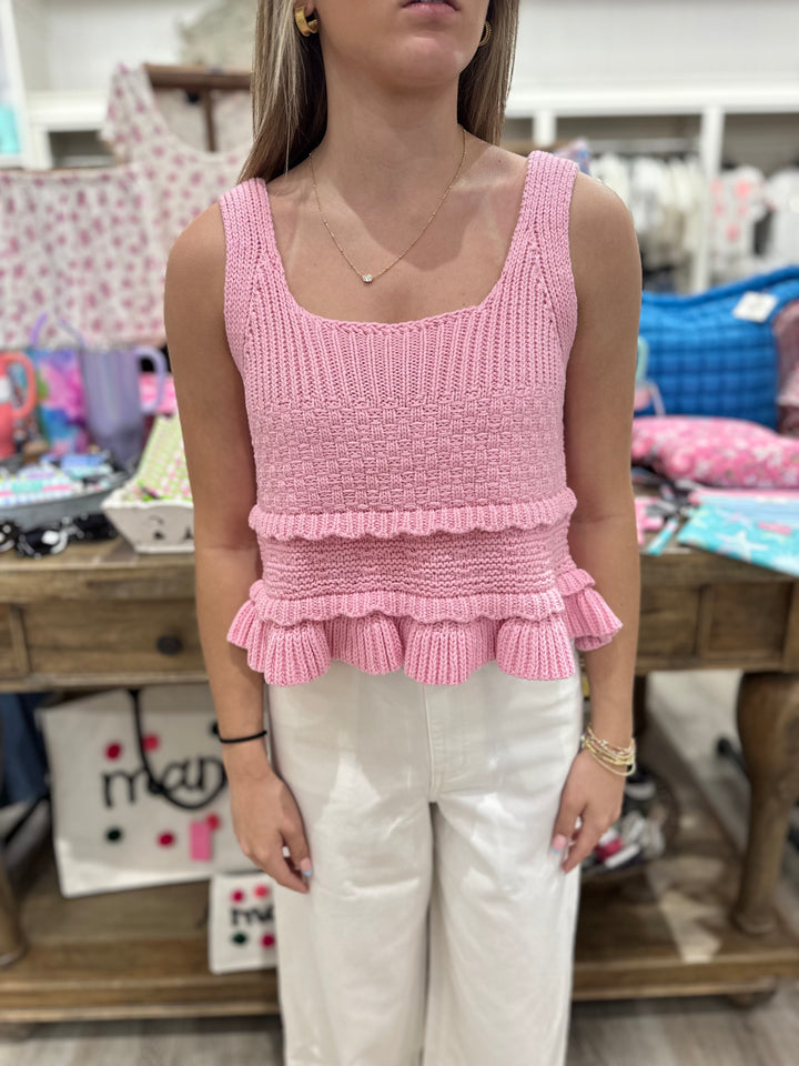 Kerry Ruffle Crochet Tank