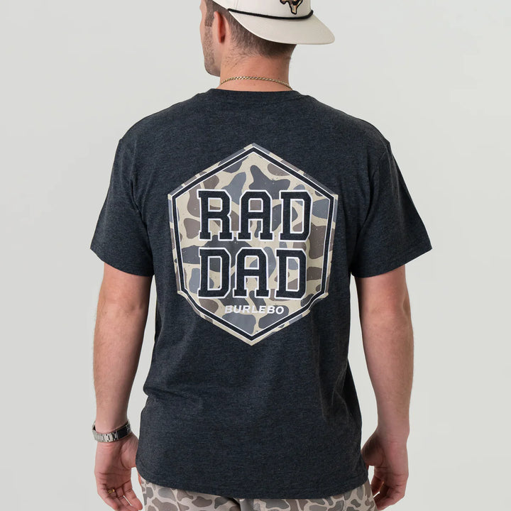 Burlebo Men’s Rad Dad Deer Camo S/S Pocket T-Shirt - Heather Black