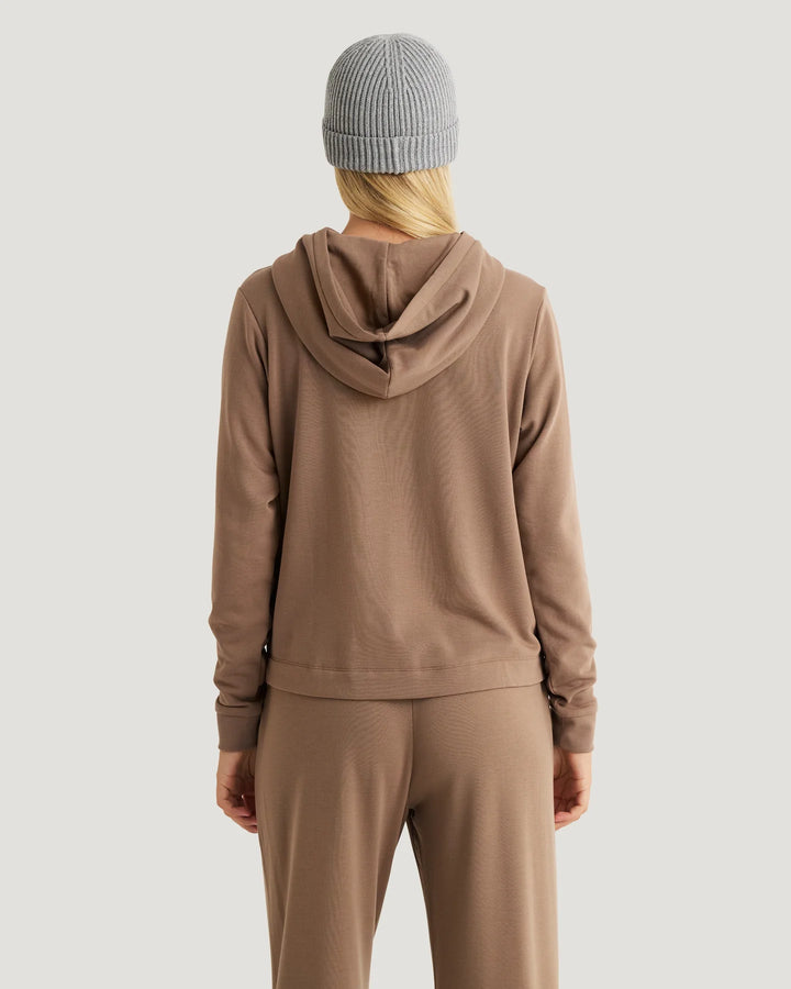 Free Fly Women’s Bamboo Lightweight Fleece Cropped Hoodie - Fossil