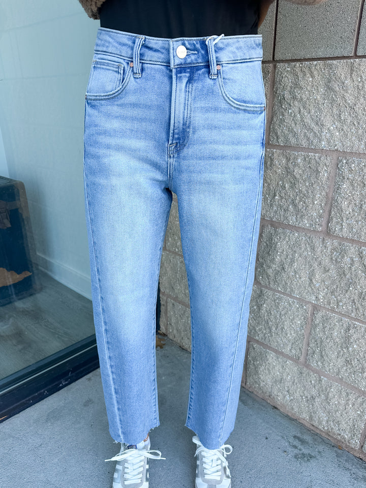 Risen Bella - Slouchy Crop Seam Barrel Jeans - Light