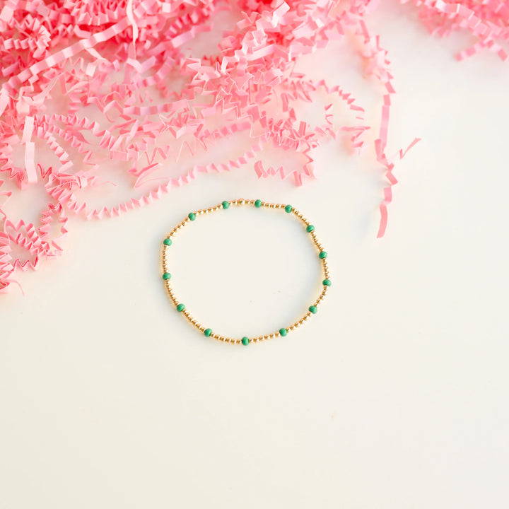 Beaded Blondes Green Dainty Poppi Bracelet