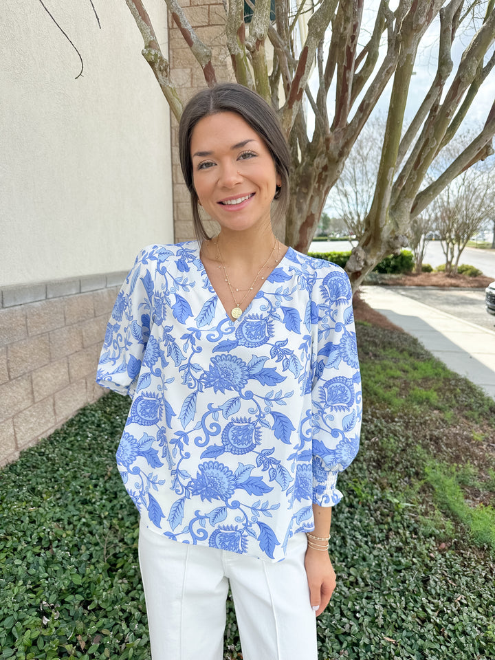 Ashlyn Top - Porcelain Veins Blue