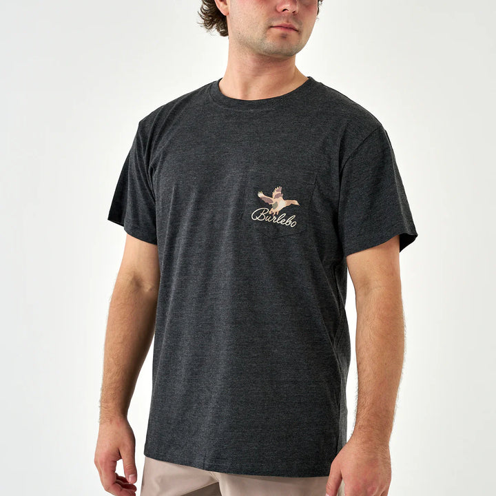 Burlebo Men’s Ducks Flying In Pocket T-Shirt - Heather Black
