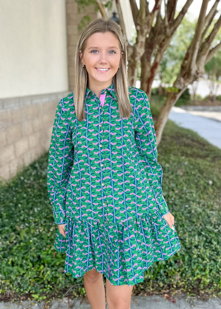 Fiona Dress - Honey Vines Green