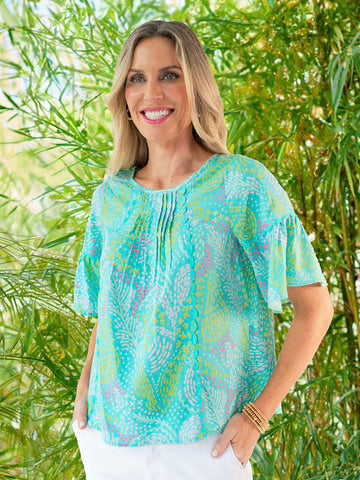 Jane Top - Mango Mosaic Blue