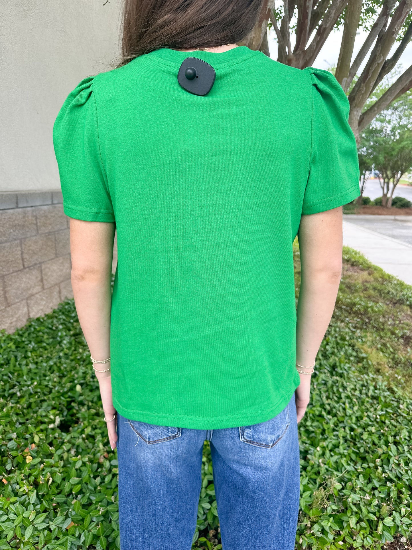 Larissa Pleat Sleeve Tee - Green