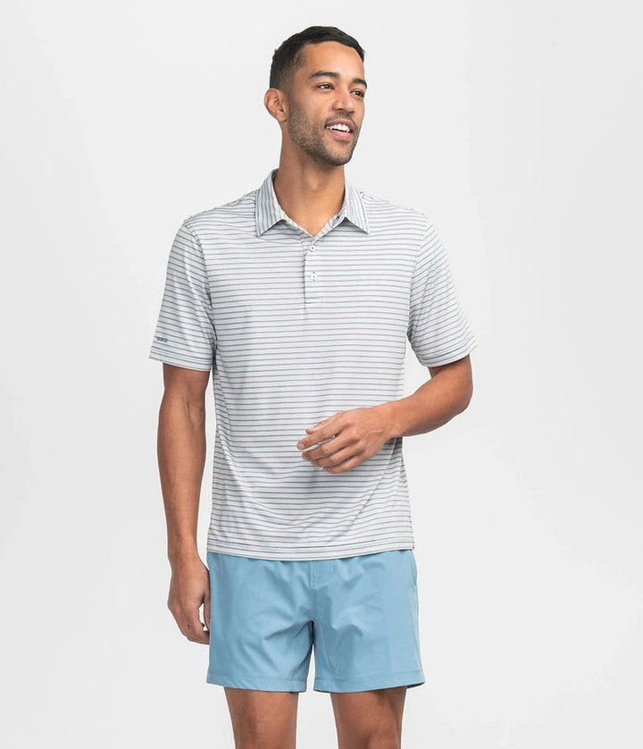 SSCO Men’s Augusta Stripe Performance Polo - Seafoam