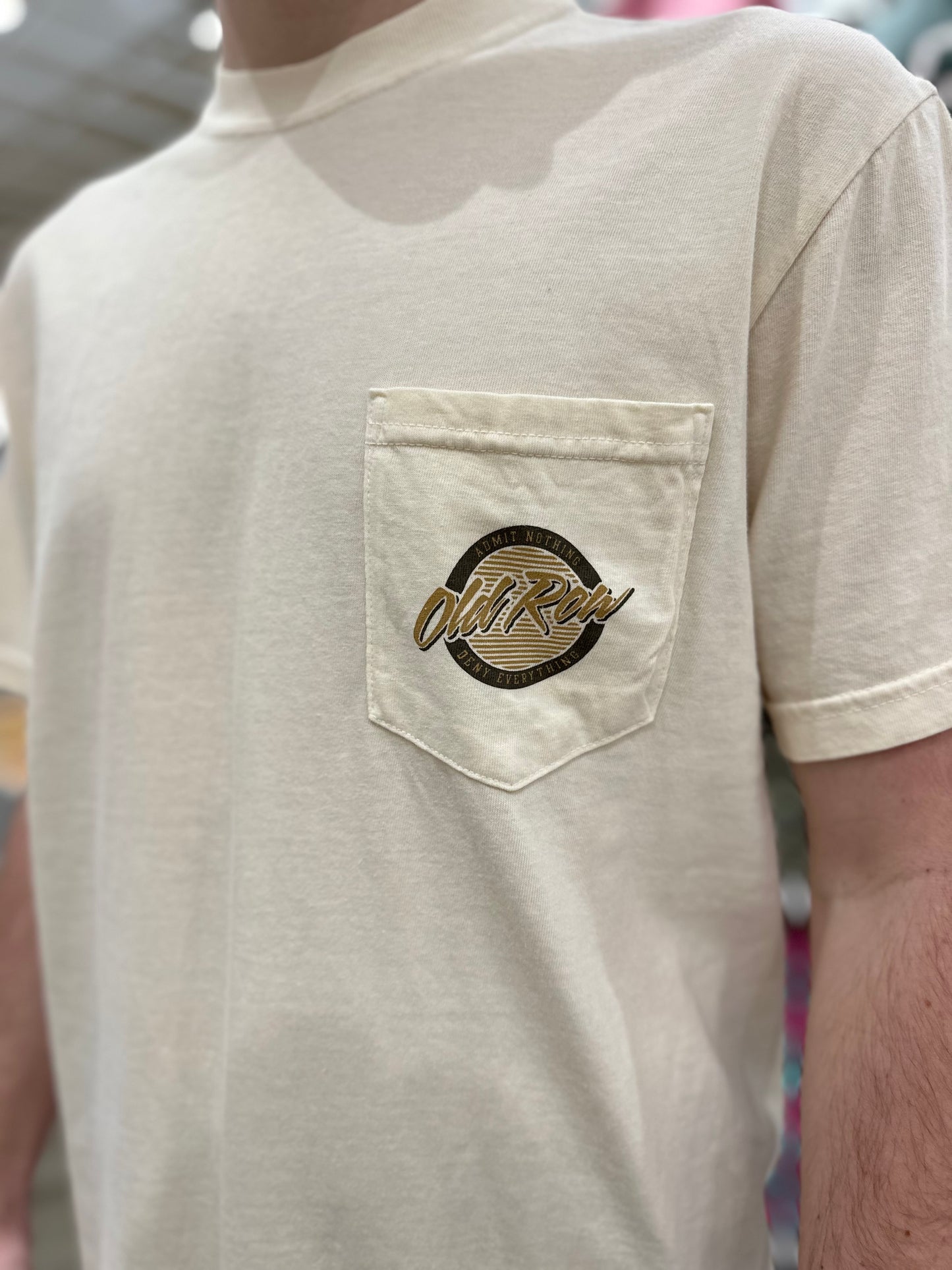 Old Row Deer Camo Circle Logo Pocket S/S T-Shirt - Ivory