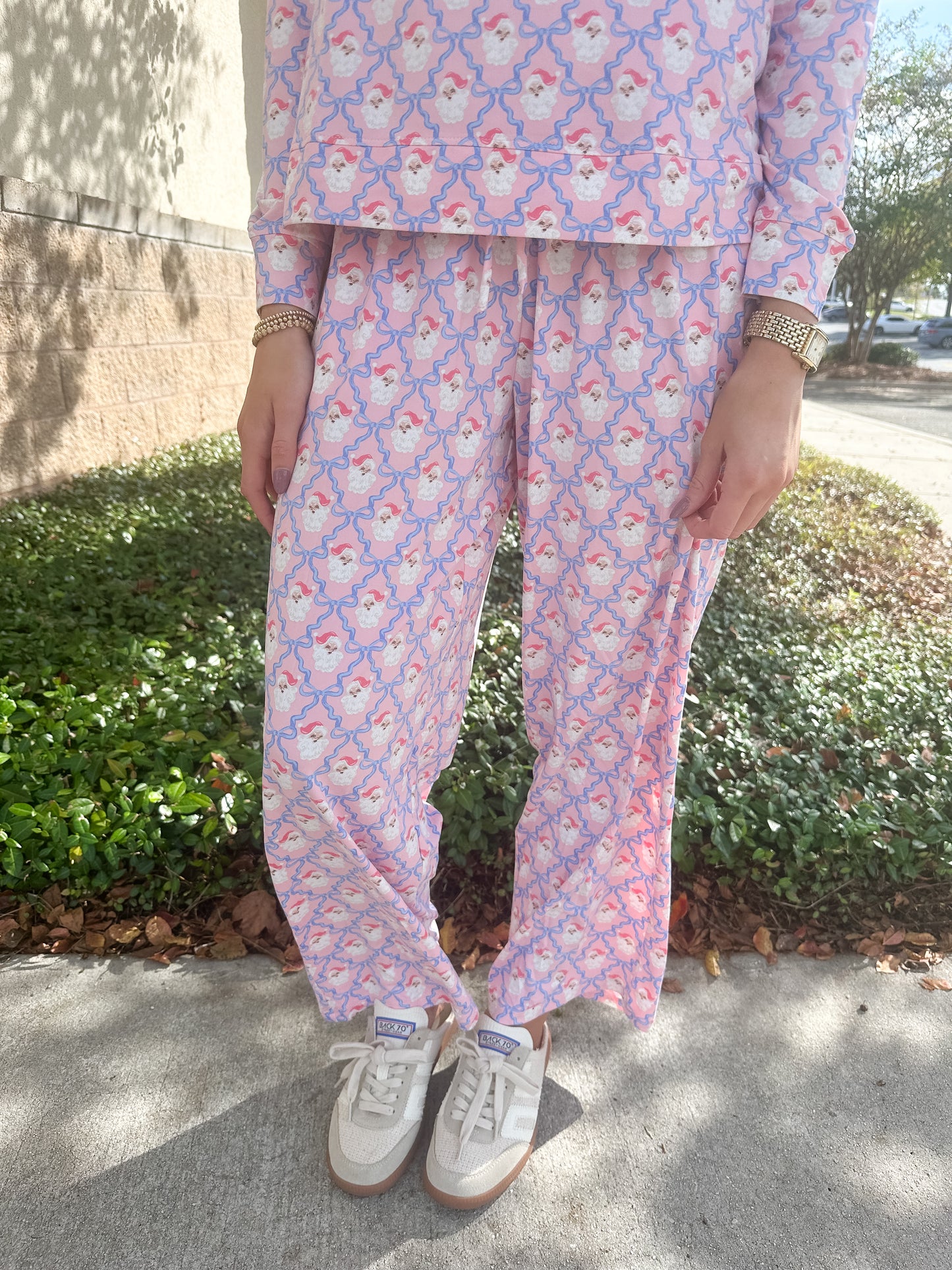 MS Annie PJ Pant Set - Santa Baby Bows