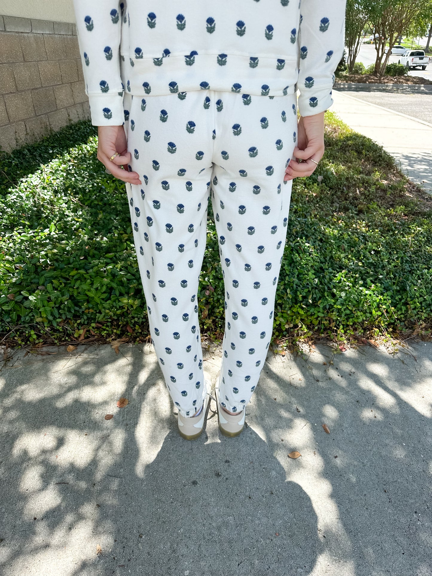 Sophie Floral Foulard Pajama Set - Navy