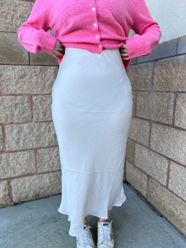 Europa Poly Sheen Skirt - Sea Salt