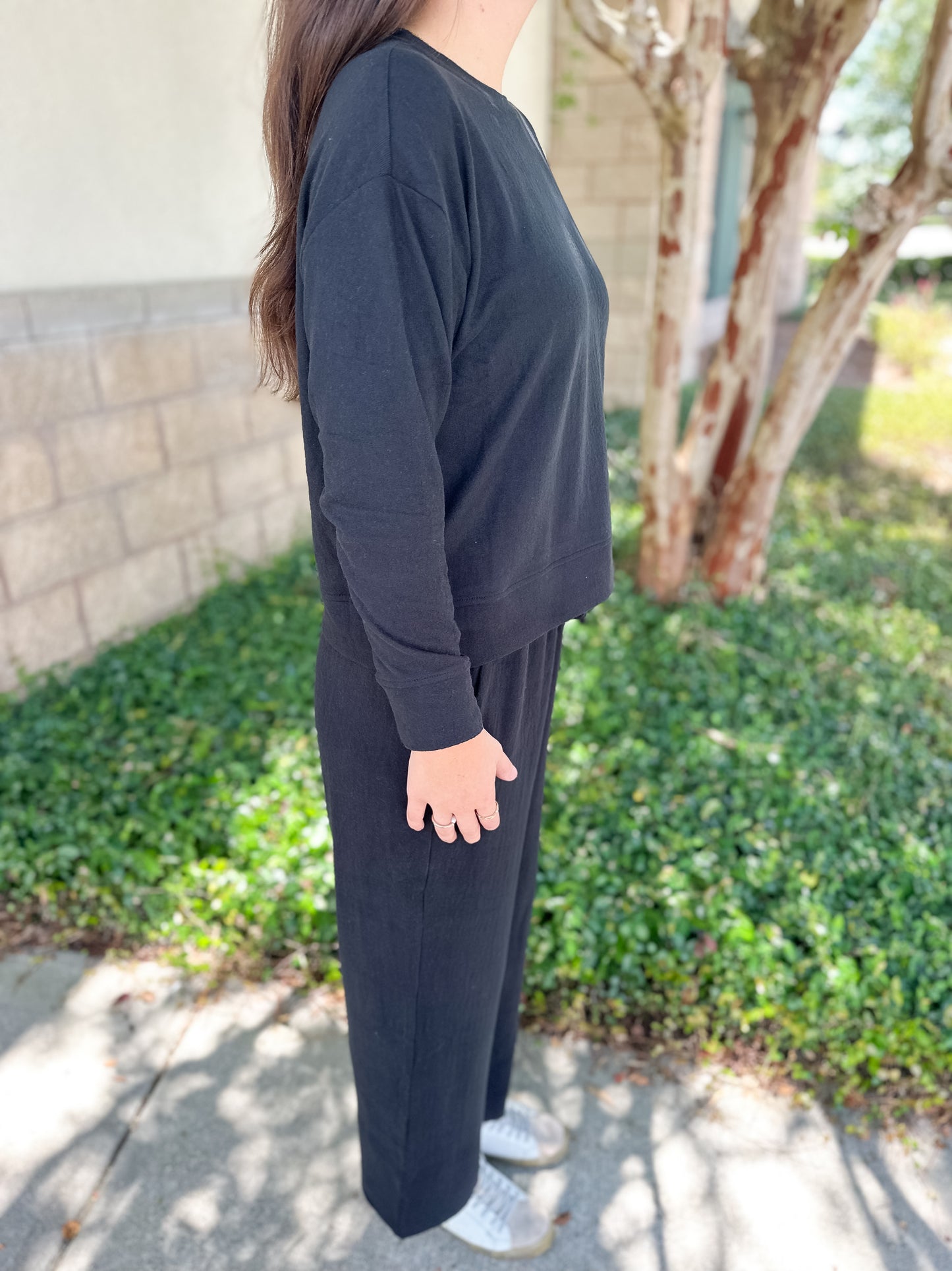 Sophie Solid Pajama Set - Black