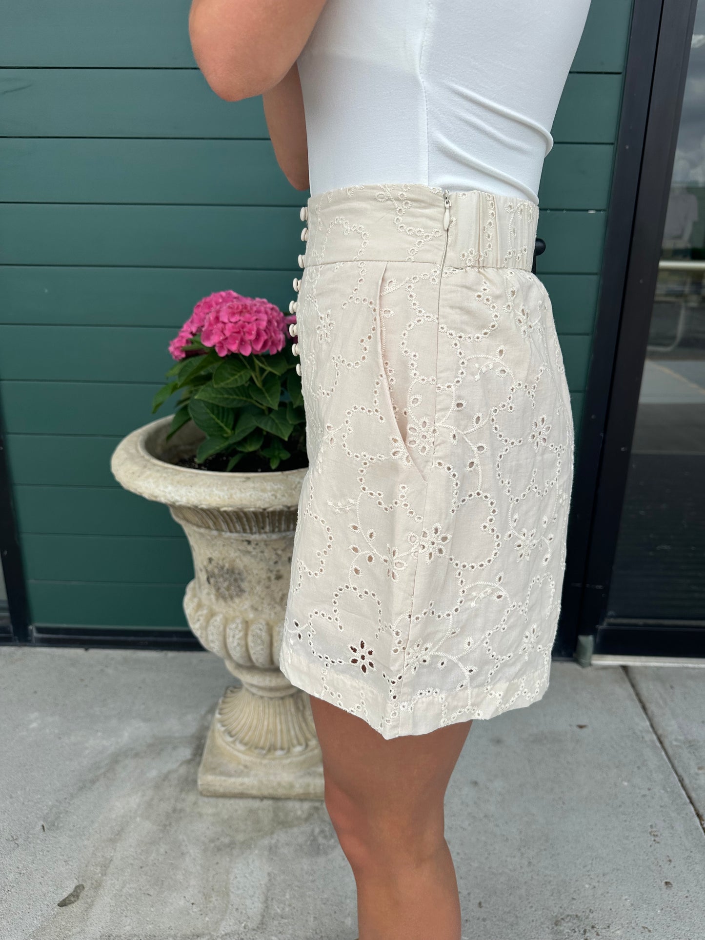Stevie Eyelet Button Shorts