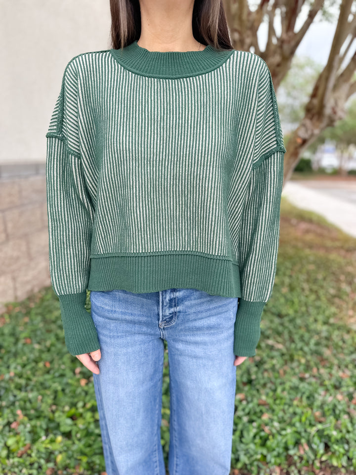 Courtney Ribbed Sweater - Dark Green