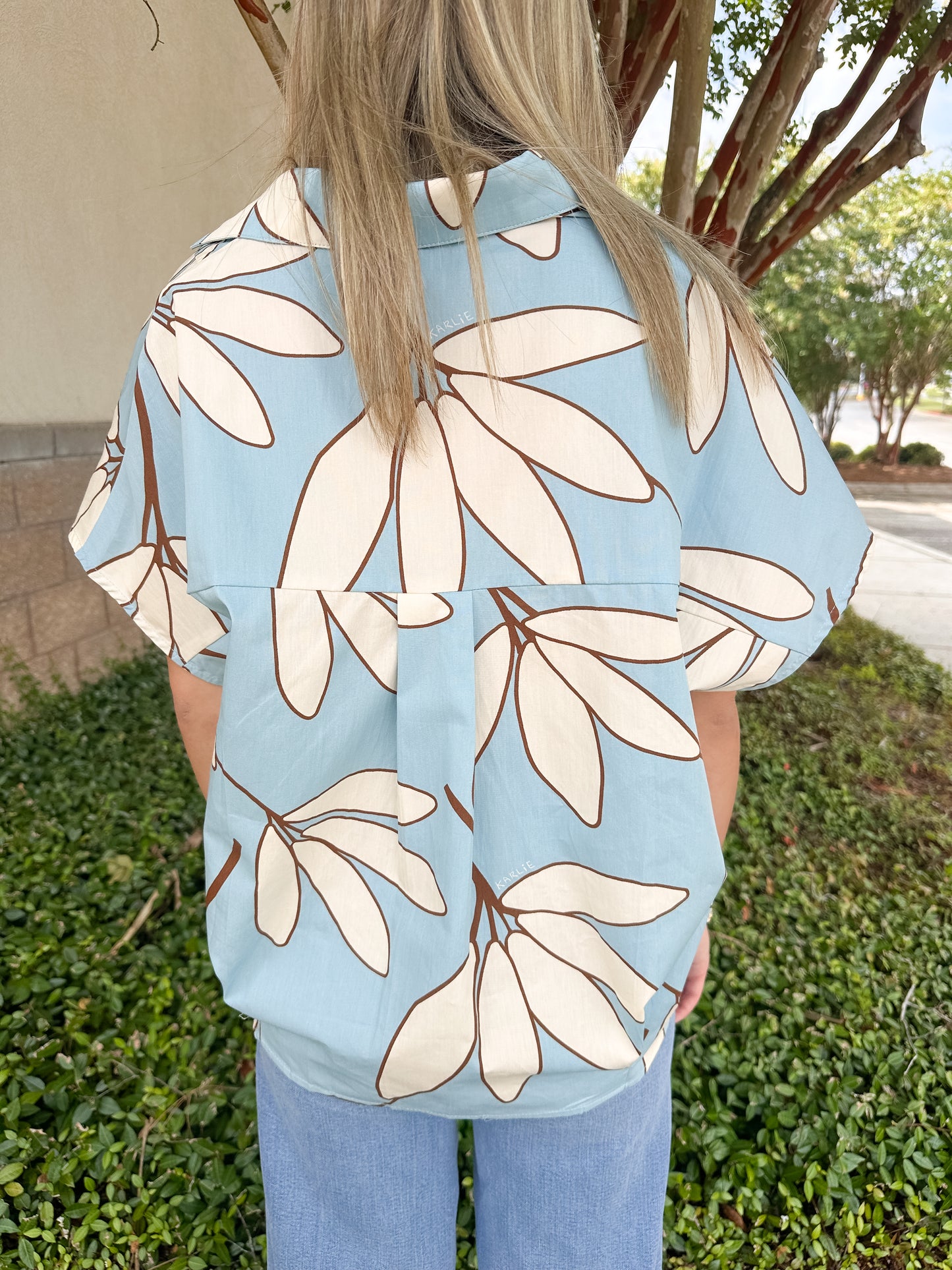 Helen Signature Collar Top- Palm Leaf