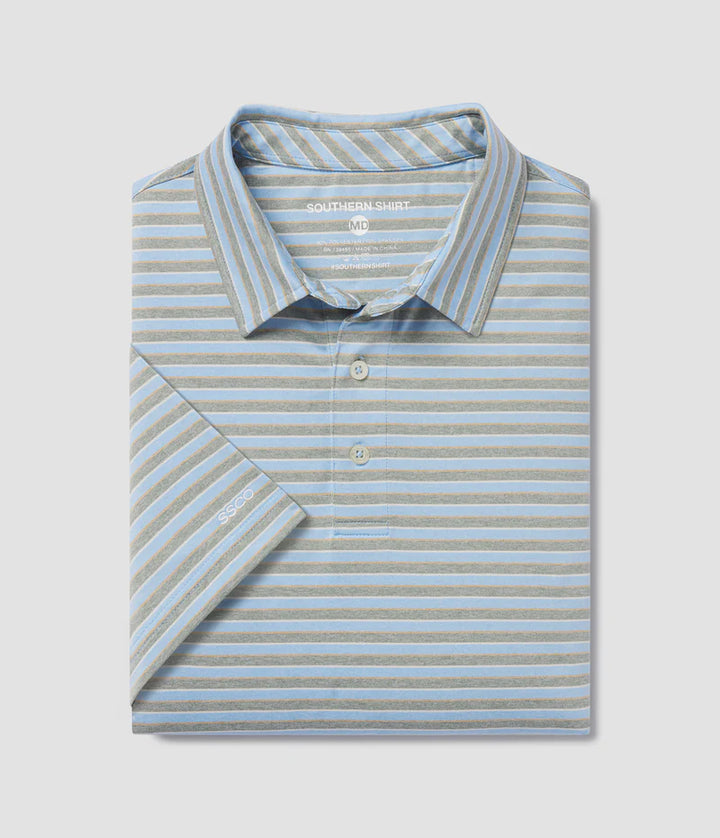 SSCO Men’s Cahaba Heather Stripe Performance Polo - Ridgeway