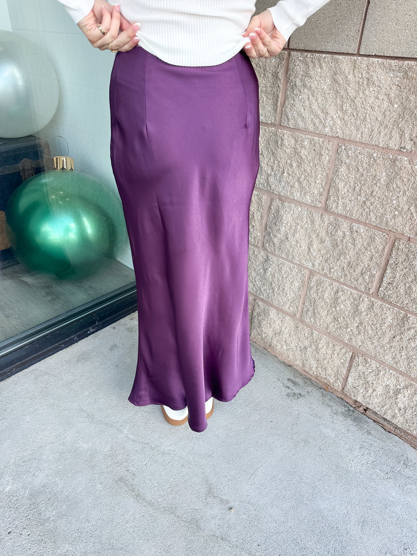 Pasha Satin Midi Skirt