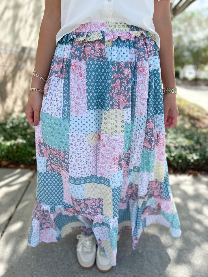 Ophelia Maxi Skirt - Blue Quilt