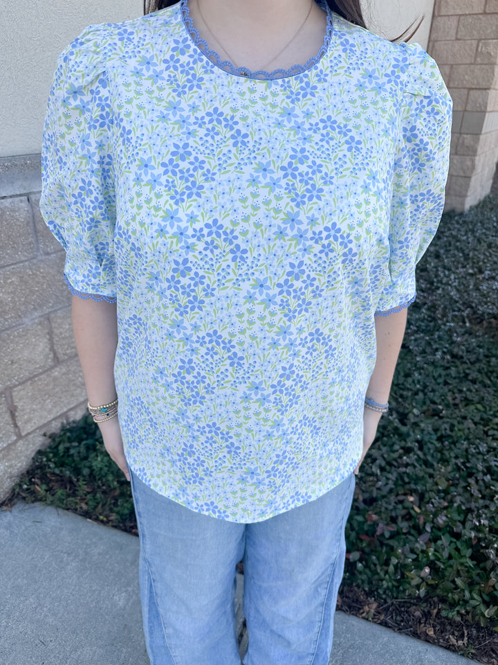 Thea Top - Larkspur Fields Blue