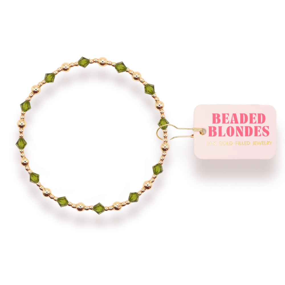 Beaded Blondes Olive Green June Bracelet