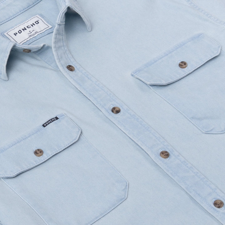 Poncho Men’s “The Judd” Denim Regular Shirt - Light Wash