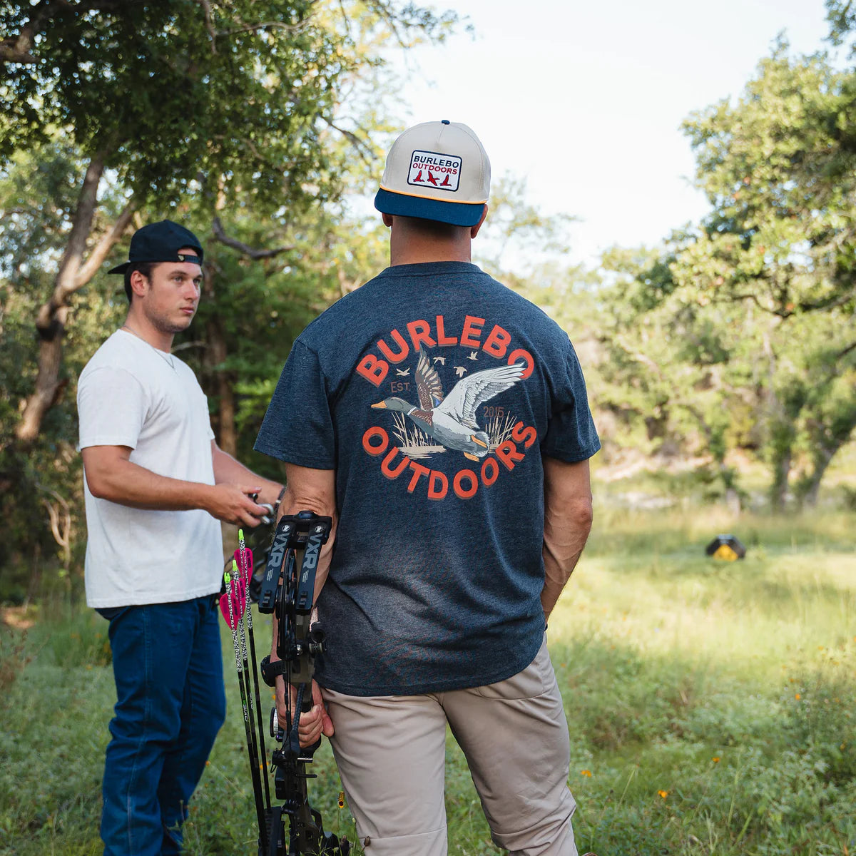 Burlebo Men’s Old School Duck Hunt Pocket T-Shirt - Heather Navy