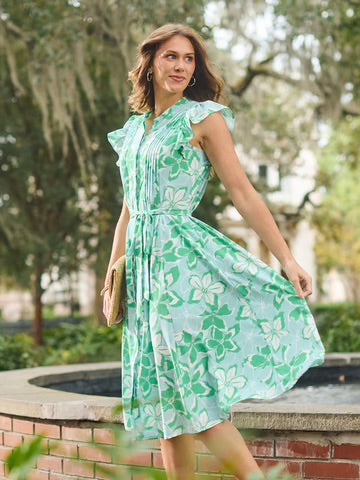 Jenn Dress - Tropical Bouquet Green