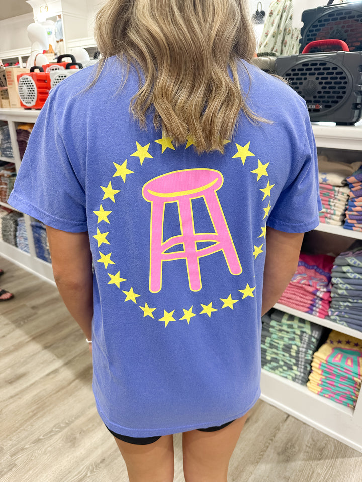 Barstool Stools & Star S/S Pocket T-Shirt - Flo Blue