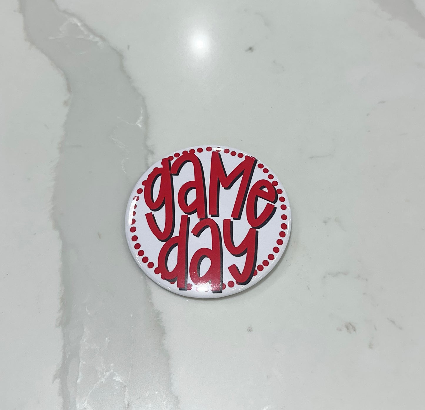 Tailgated Pins - Game Day Red - White Background