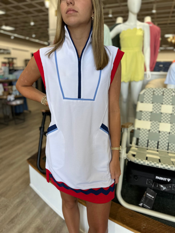 Simply Southern Drew Athletic Dress - Red, White & Blue