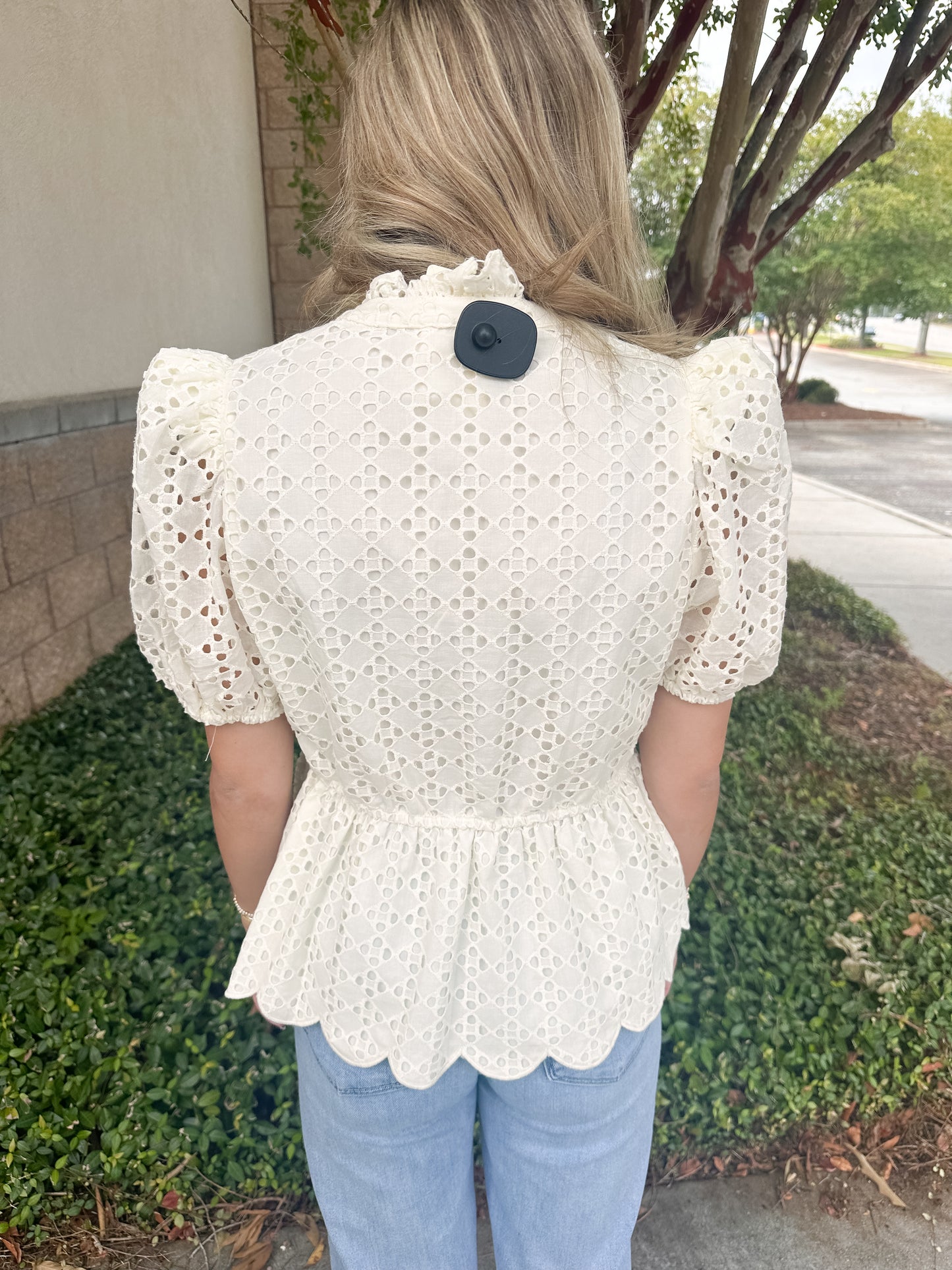 Elise Eyelet Top - Cream