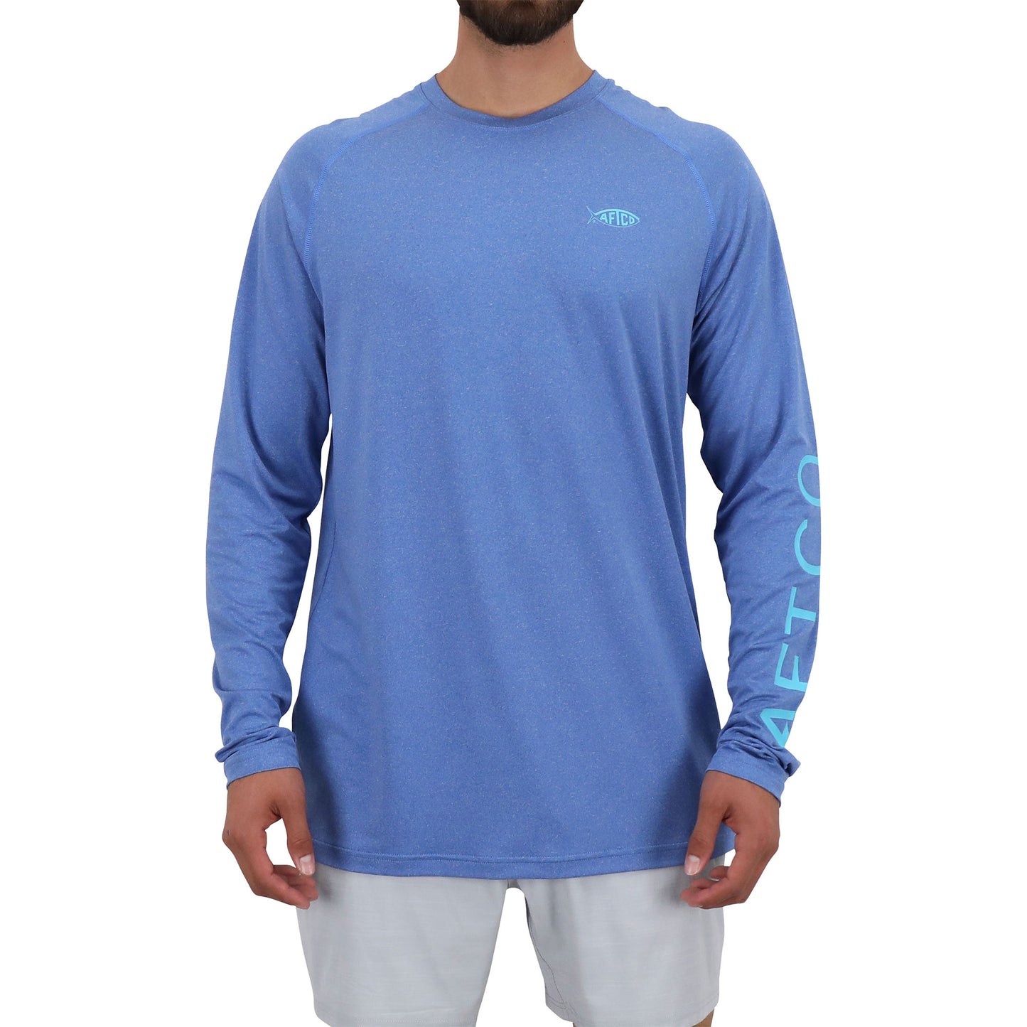 Aftco Men’s Samurai L/S Tee - Brilliant Blue Heather