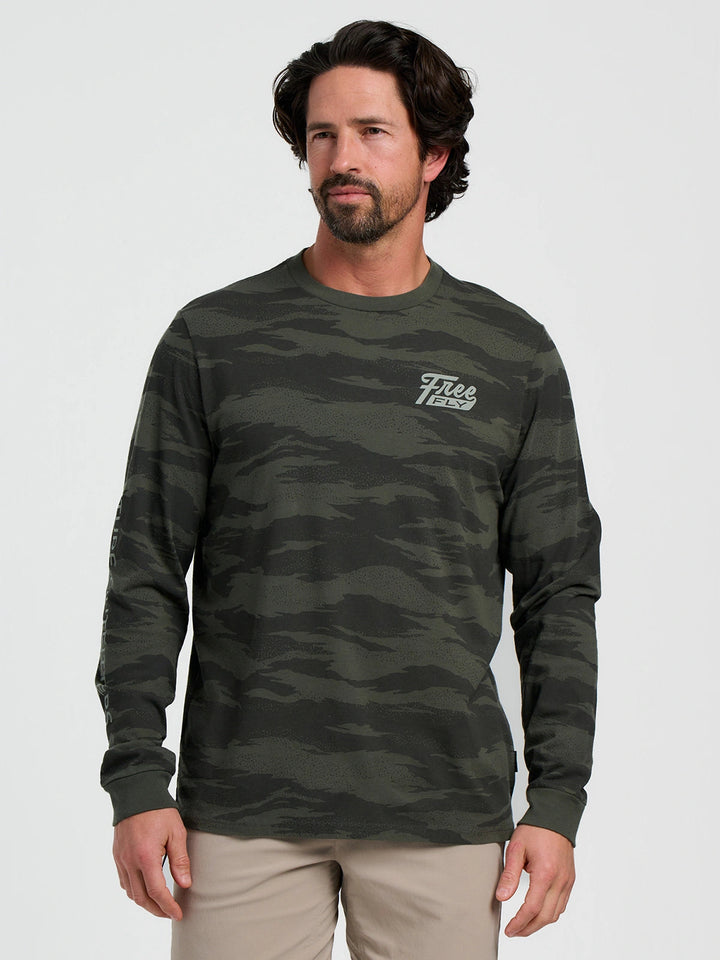 FreeFly Men’s Hydro Mist Camo Long Sleeve - Dark Forest