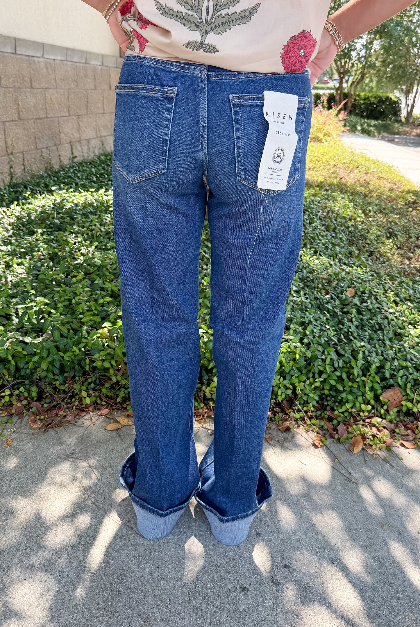 Risen Deidre TC Wide Leg Cuffed Jeans - Dark