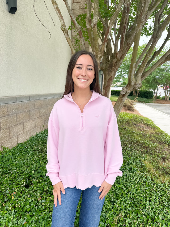 Rae Scalloped Pullover - Blush