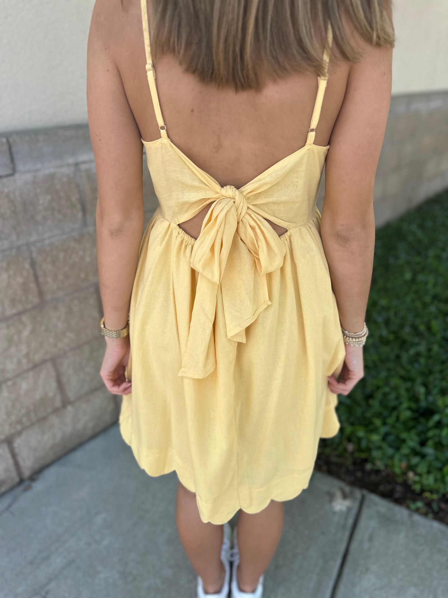 Scalloped Solid Mini Dress