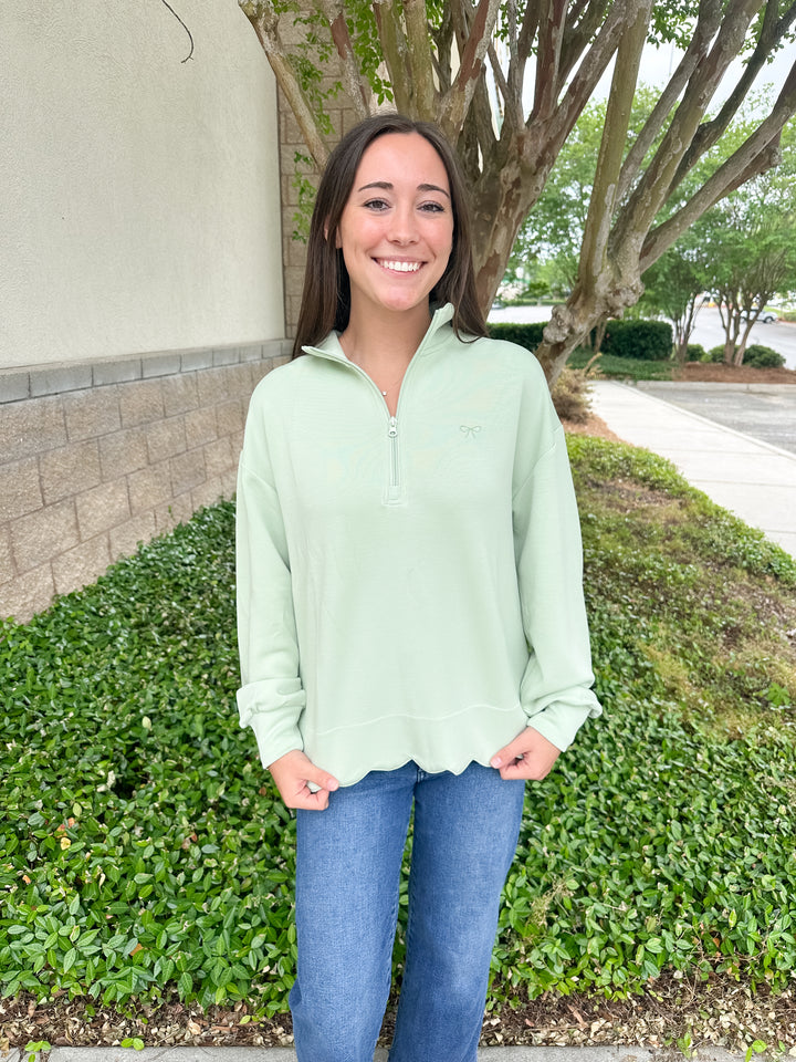 Rae Scalloped Pullover - Sage