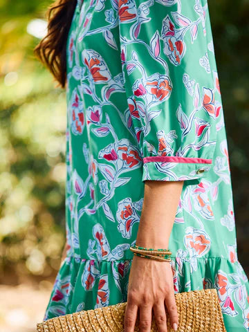 Naomi Dress - Pretty Petals Green
