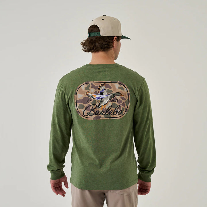 Burlebo Men’s Ducks Flying In L/S T-Shirt - Heather Olive