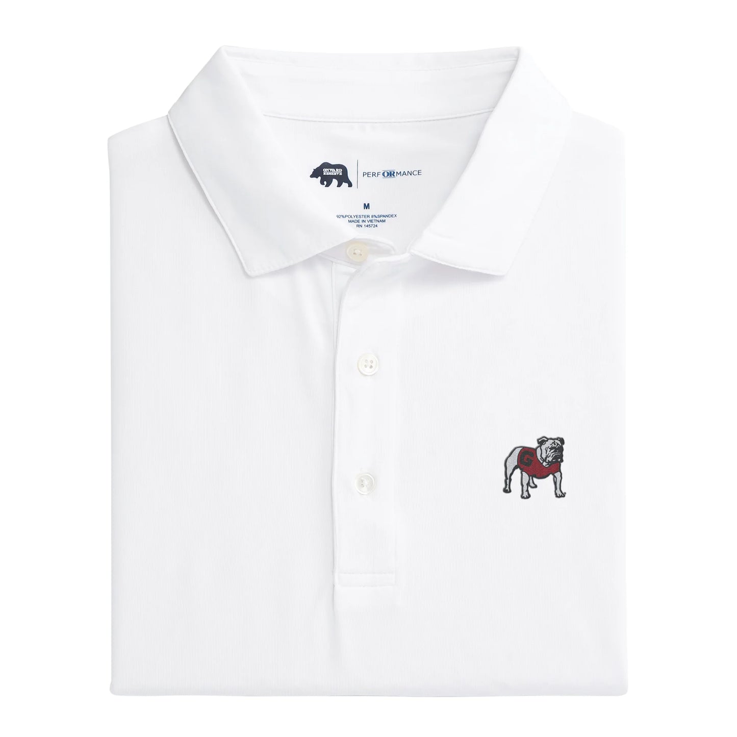 Onward Reserve UGA Solid Performance Standing Bulldog Polo - White