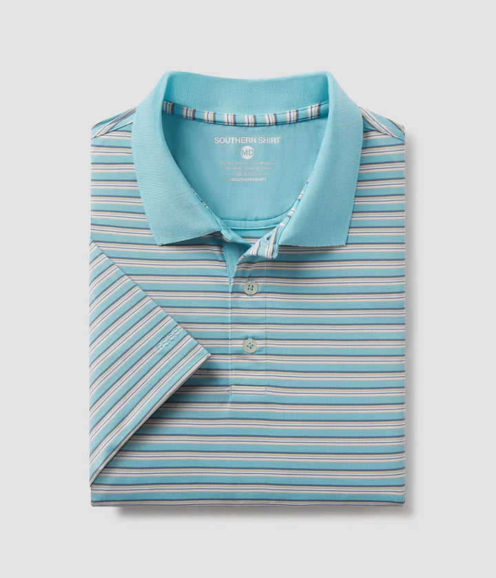 SSCO Men’s Somerset Stripe Performance Polo - Coastline