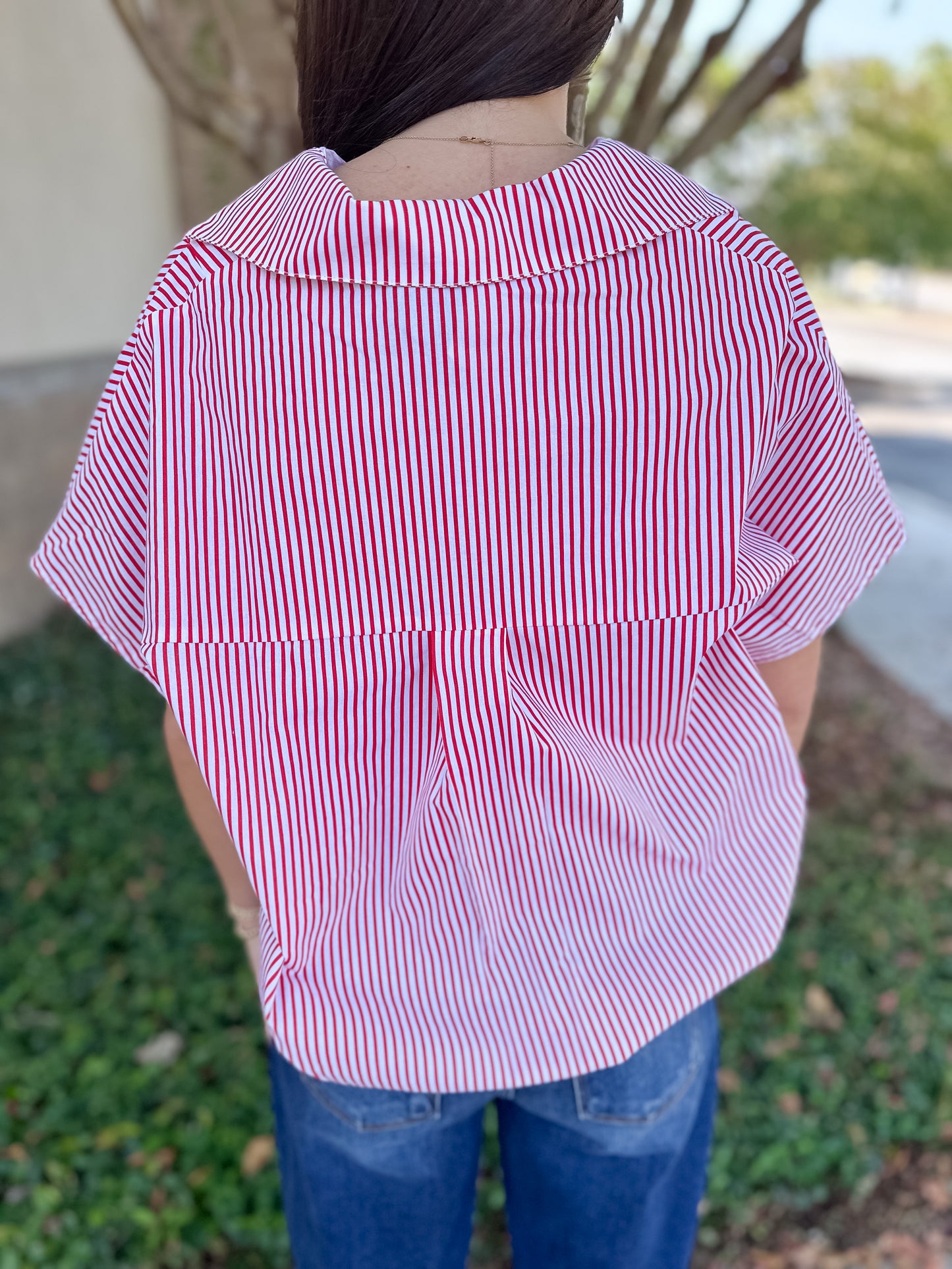 Helen Striped Signature Collar Top