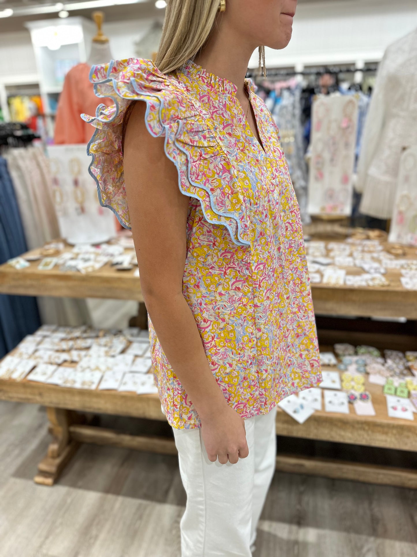 Annie Ruffle Sleeve Top