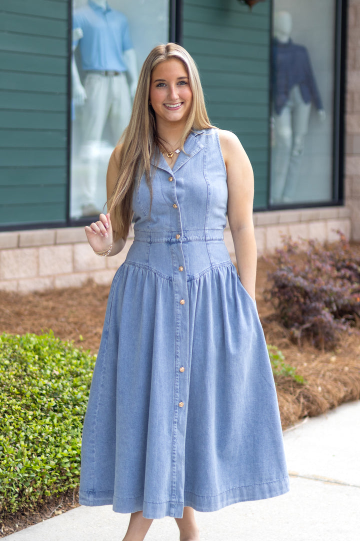 Saylor Denim Maxi Dress